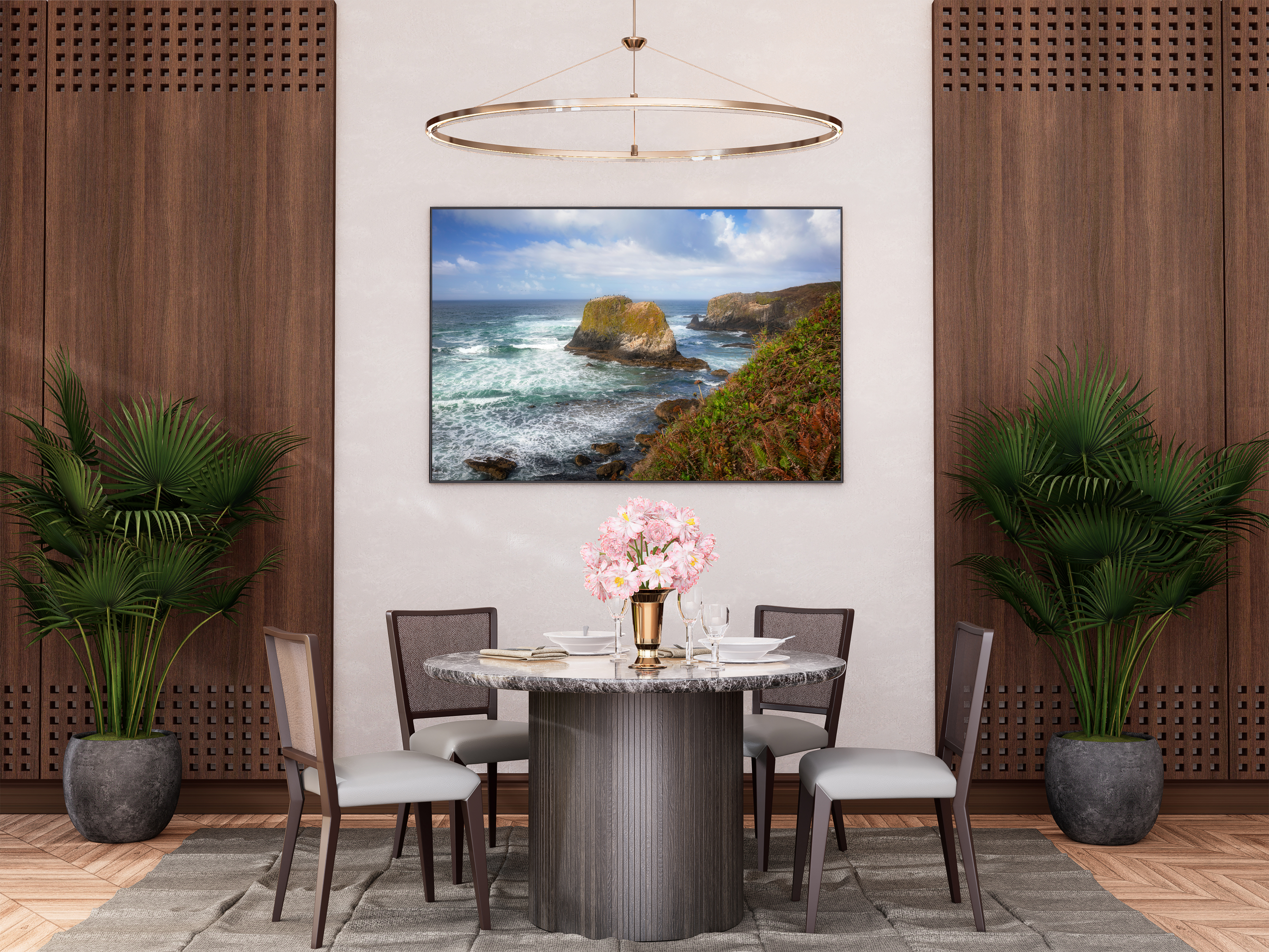 Oregon coast canvas print in luxury hotel dining room by Dan Sproul